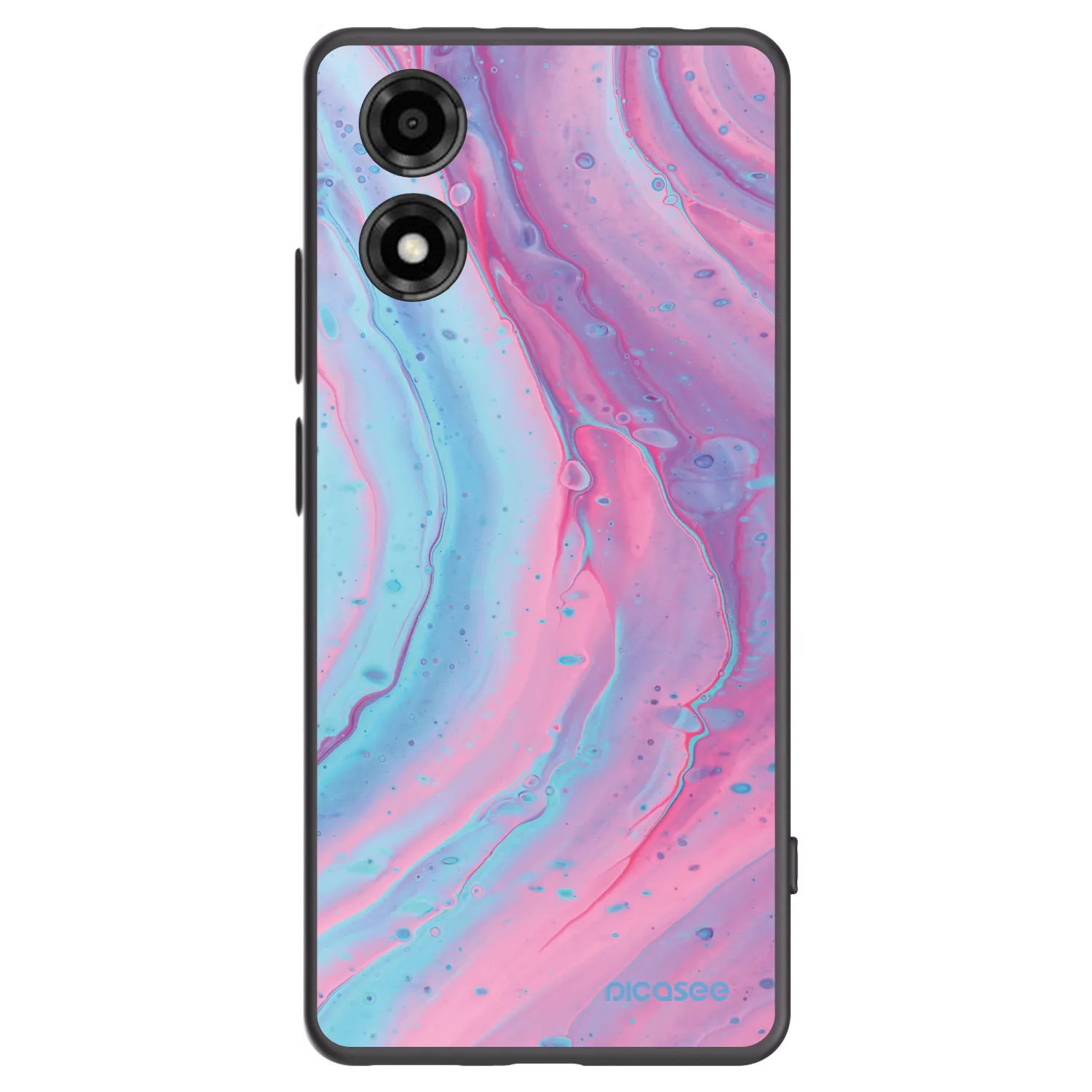 Picasee crna silikonska maskica za Motorola Moto E14 - Pink liquid