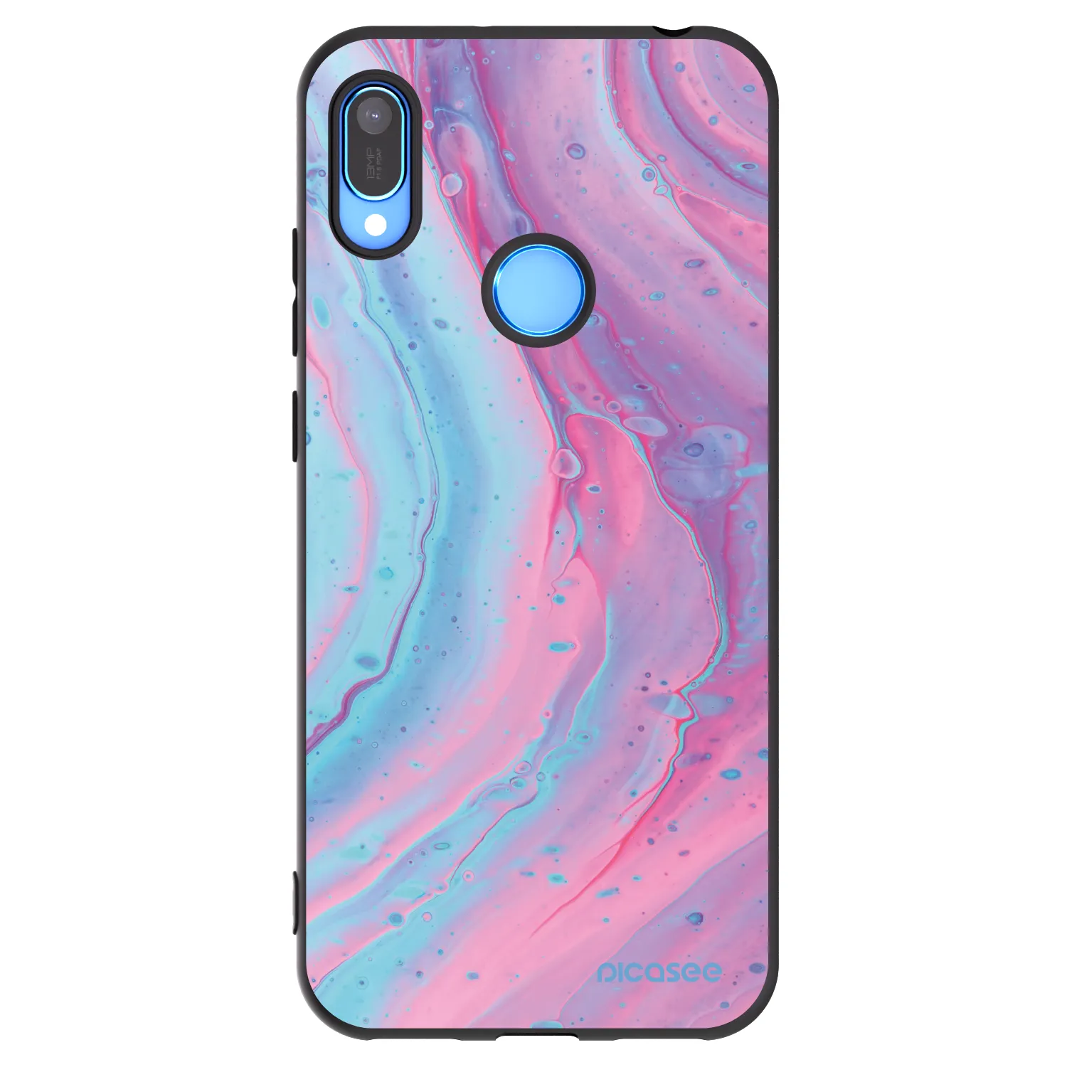 Picasee crna silikonska maskica za Huawei Y6 2019 - Pink liquid