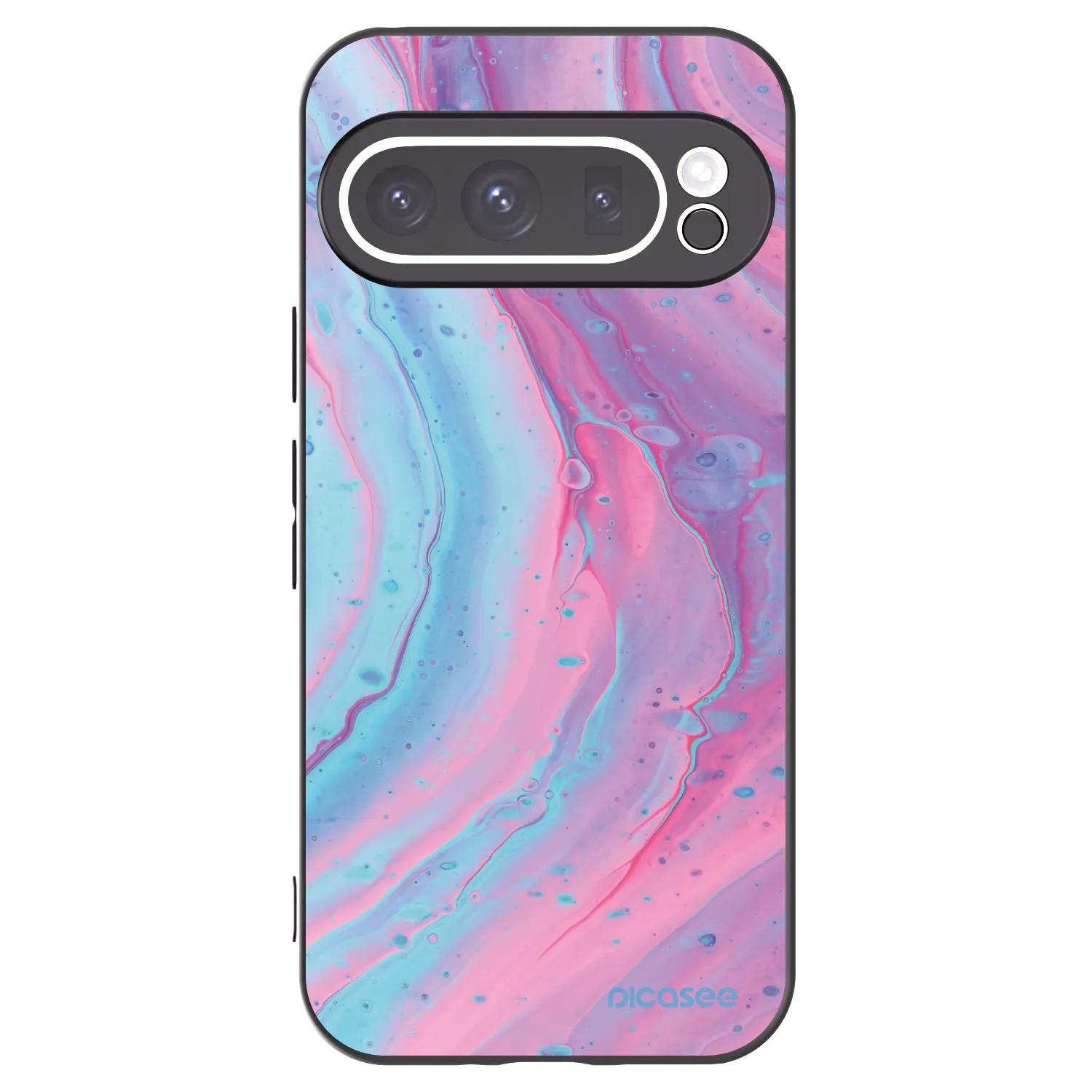 Picasee crna silikonska maskica za Google Pixel 9 Pro XL - Pink liquid
