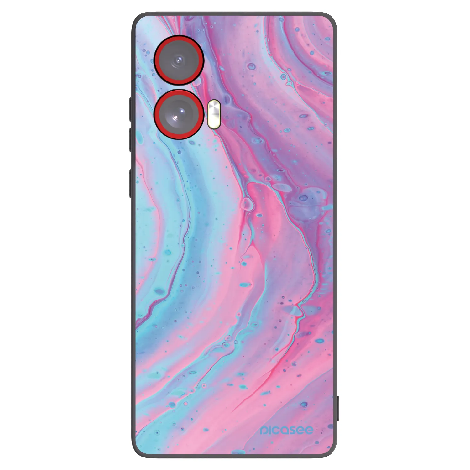 Picasee crna silikonska maskica za Motorola Edge 50 Fusion - Pink liquid