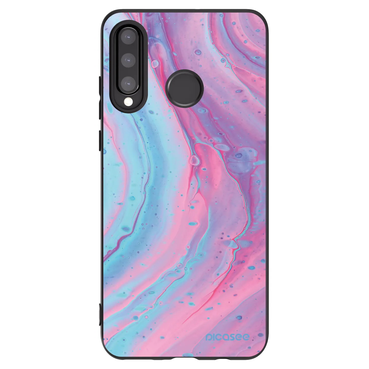 Picasee crna silikonska maskica za Huawei P30 Lite - Pink liquid