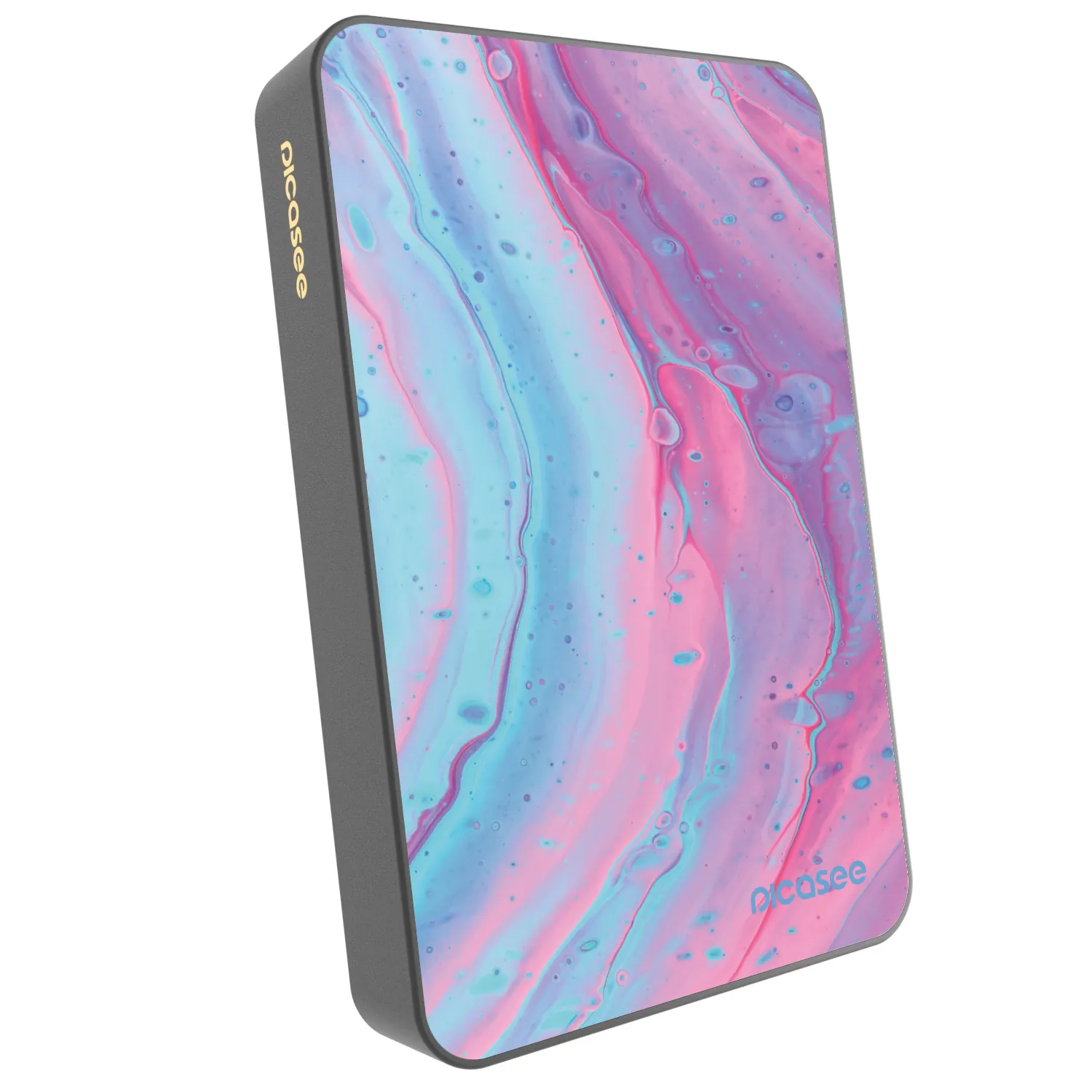 Picasee Prijenosni punjač s MagSafe 10 000 mAh Sivo - Pink liquid