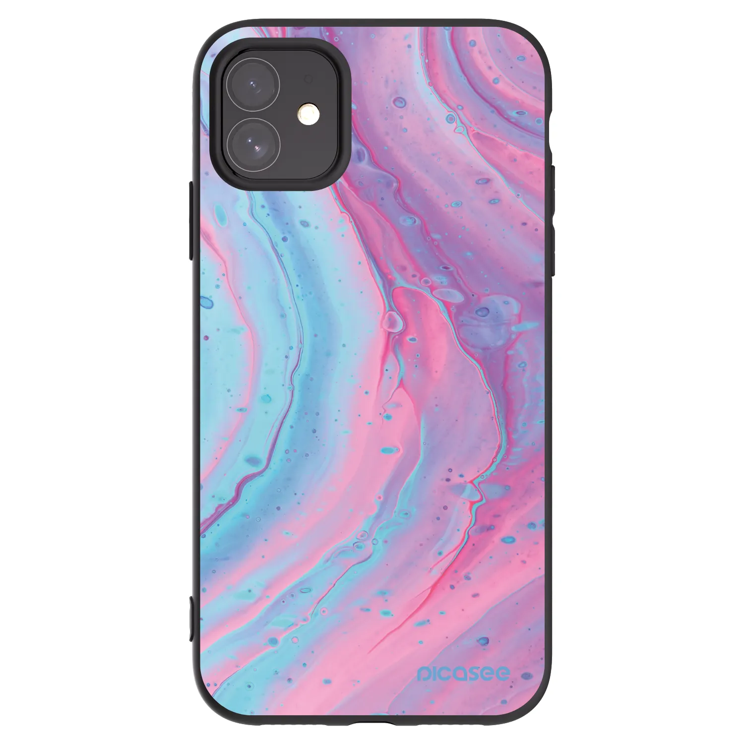 Picasee crna silikonska maskica za Apple iPhone 11 - Pink liquid