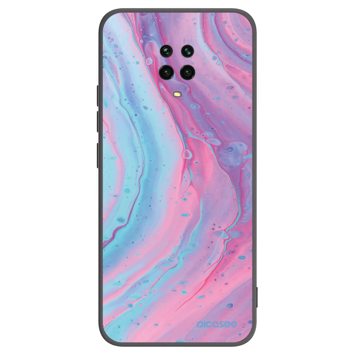 Picasee crna silikonska maskica za Xiaomi Redmi Note 9 Pro - Pink liquid