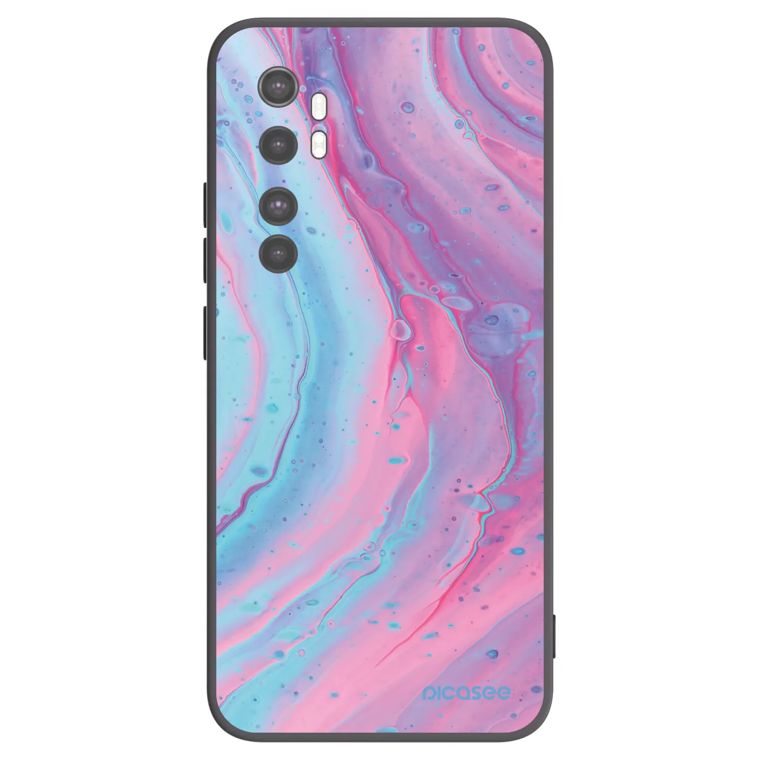 Picasee crna silikonska maskica za Xiaomi Mi Note 10 Lite - Pink liquid