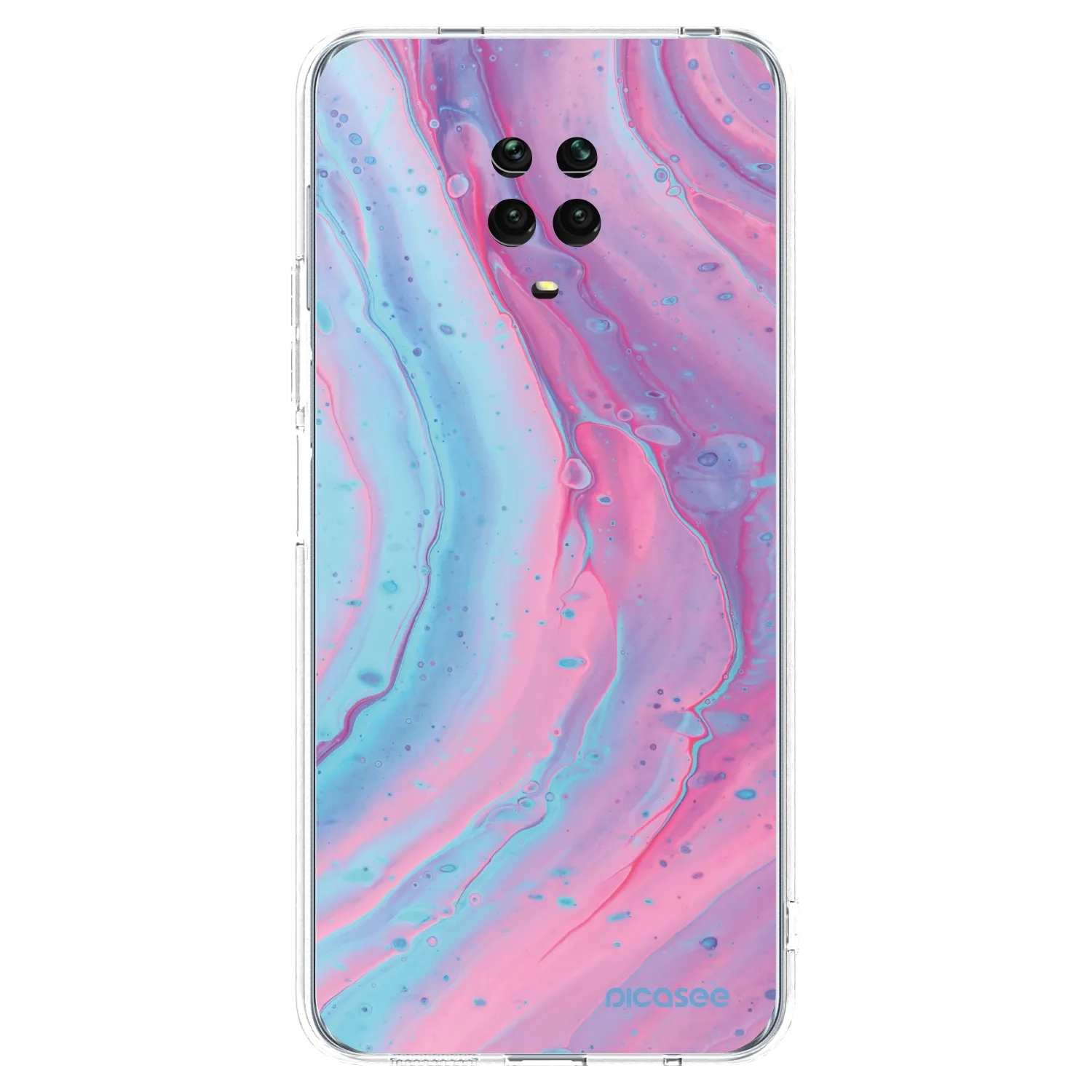 Picasee silikonska prozirna maskica za Xiaomi Redmi Note 9S - Pink liquid