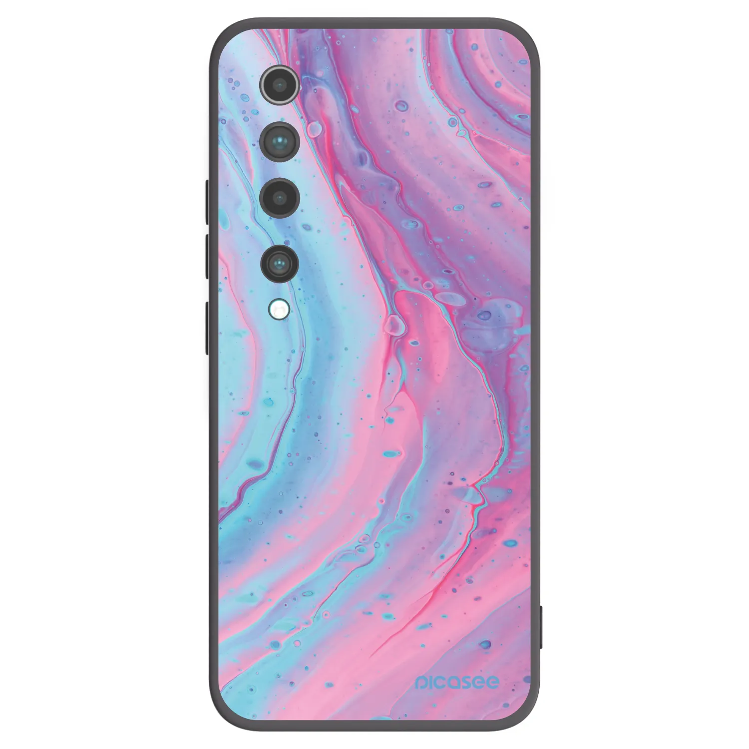 Picasee crna silikonska maskica za Xiaomi Mi 10 - Pink liquid