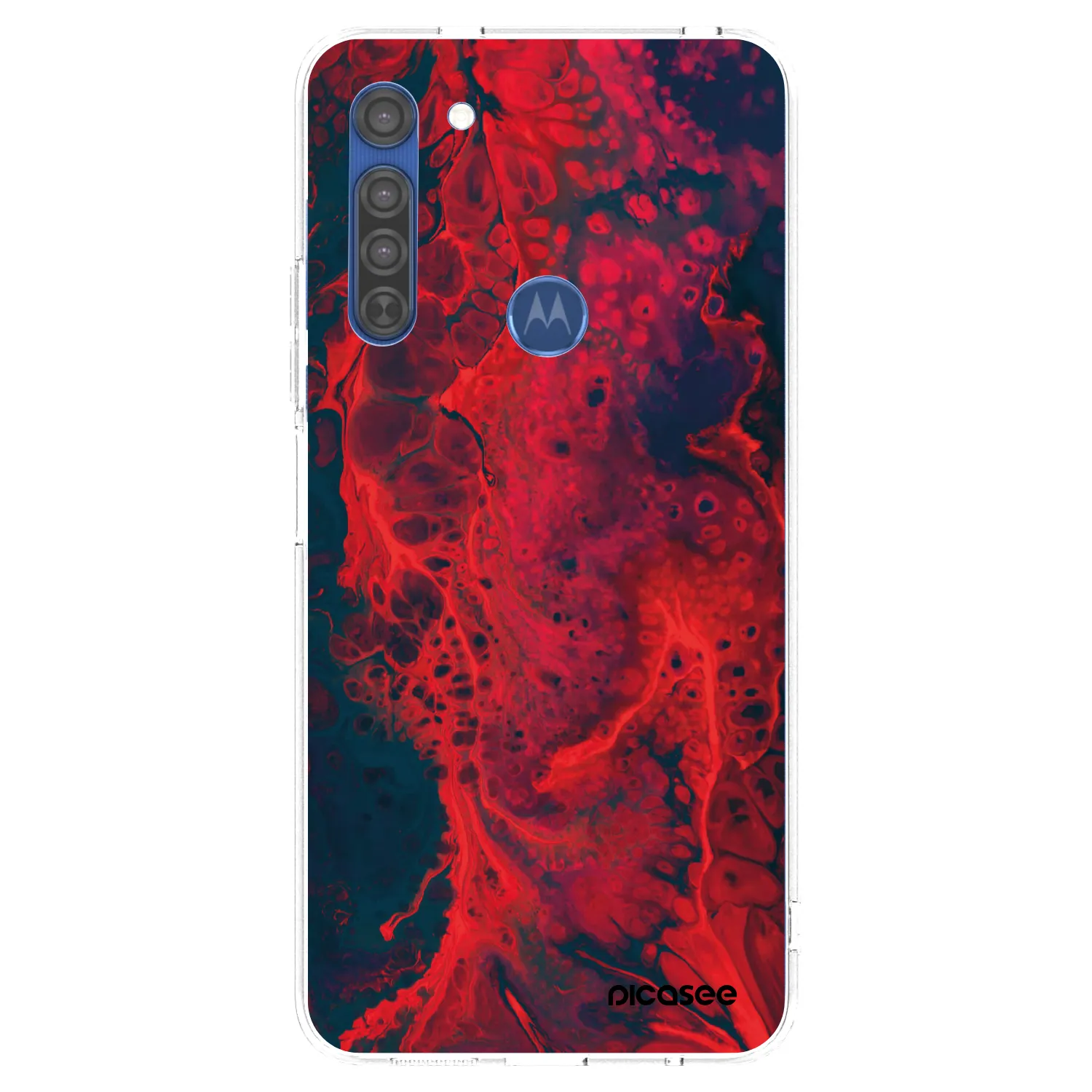 Picasee silikonska prozirna maskica za Motorola Moto G8 - Organic red