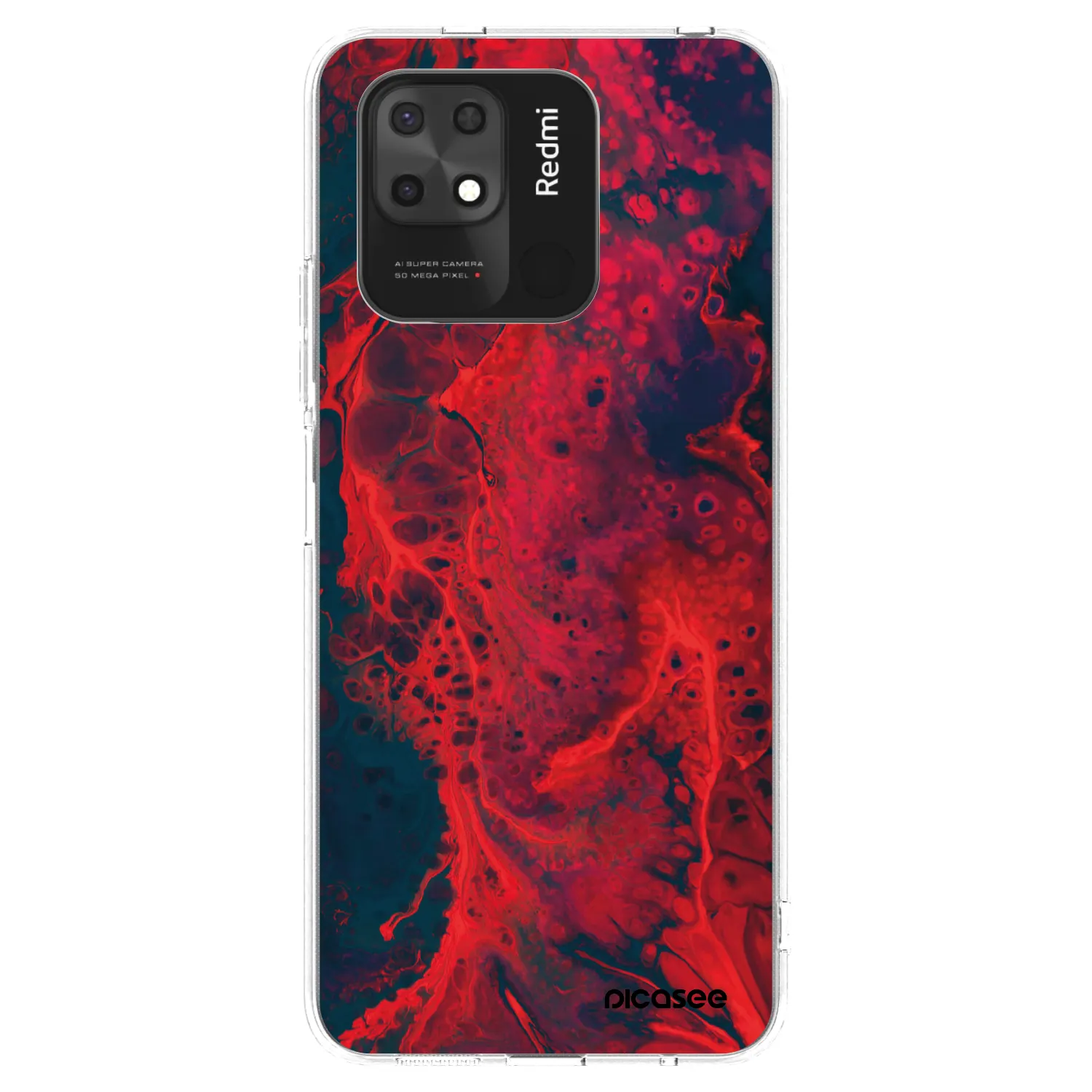 Picasee silikonska prozirna maskica za Xiaomi Redmi 10C - Organic red