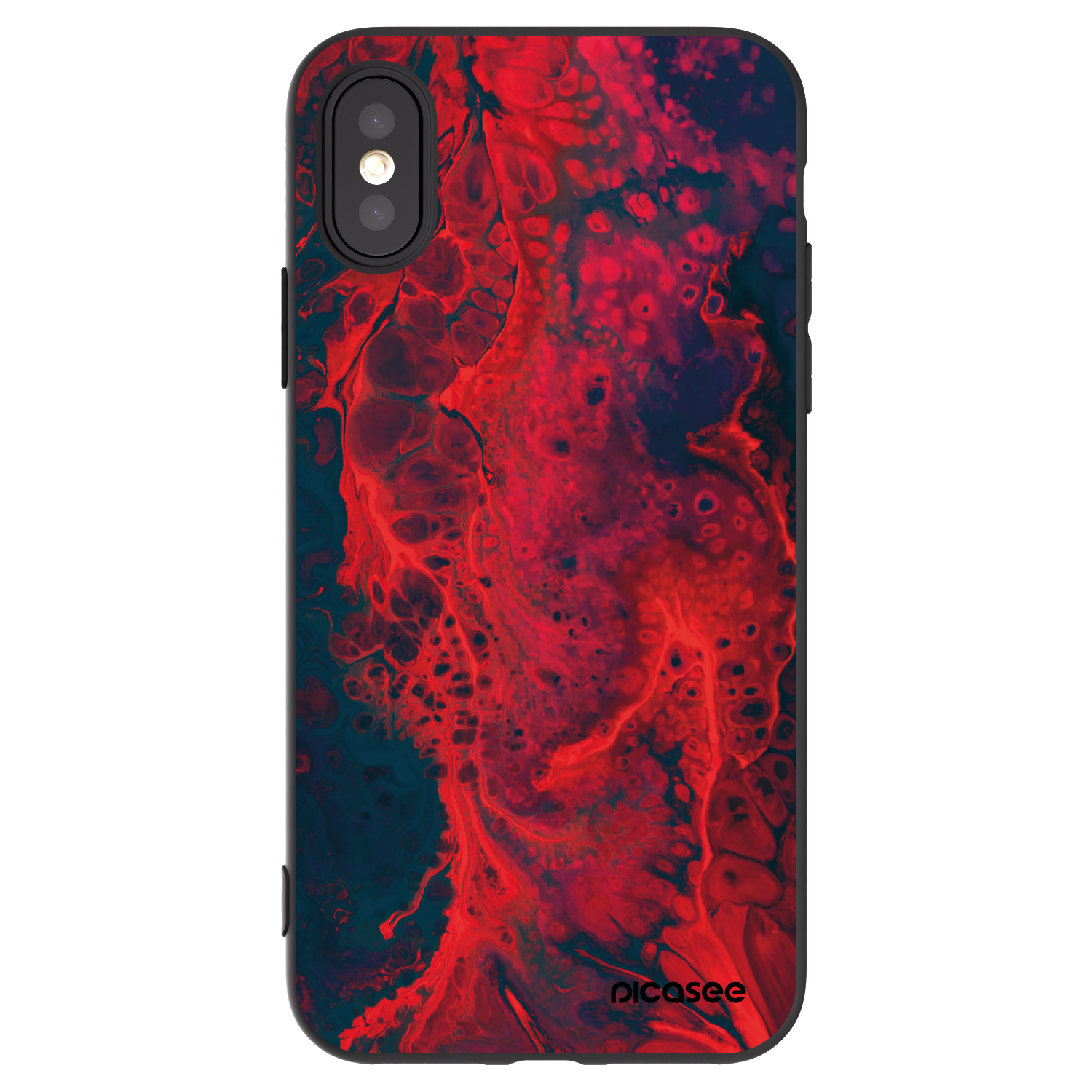 Picasee crna silikonska maskica za Apple iPhone X/XS - Organic red