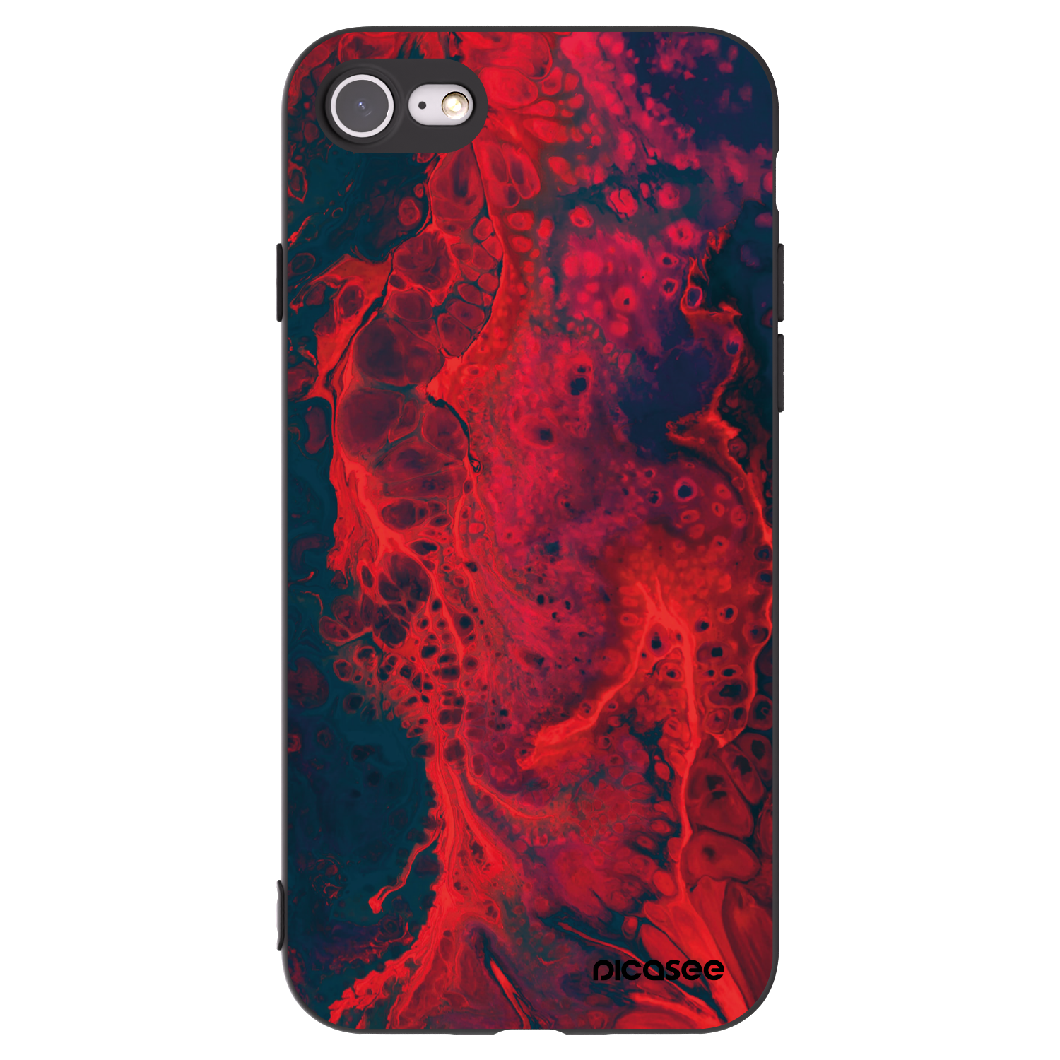 Picasee crna silikonska maskica za Apple iPhone 7 - Organic red