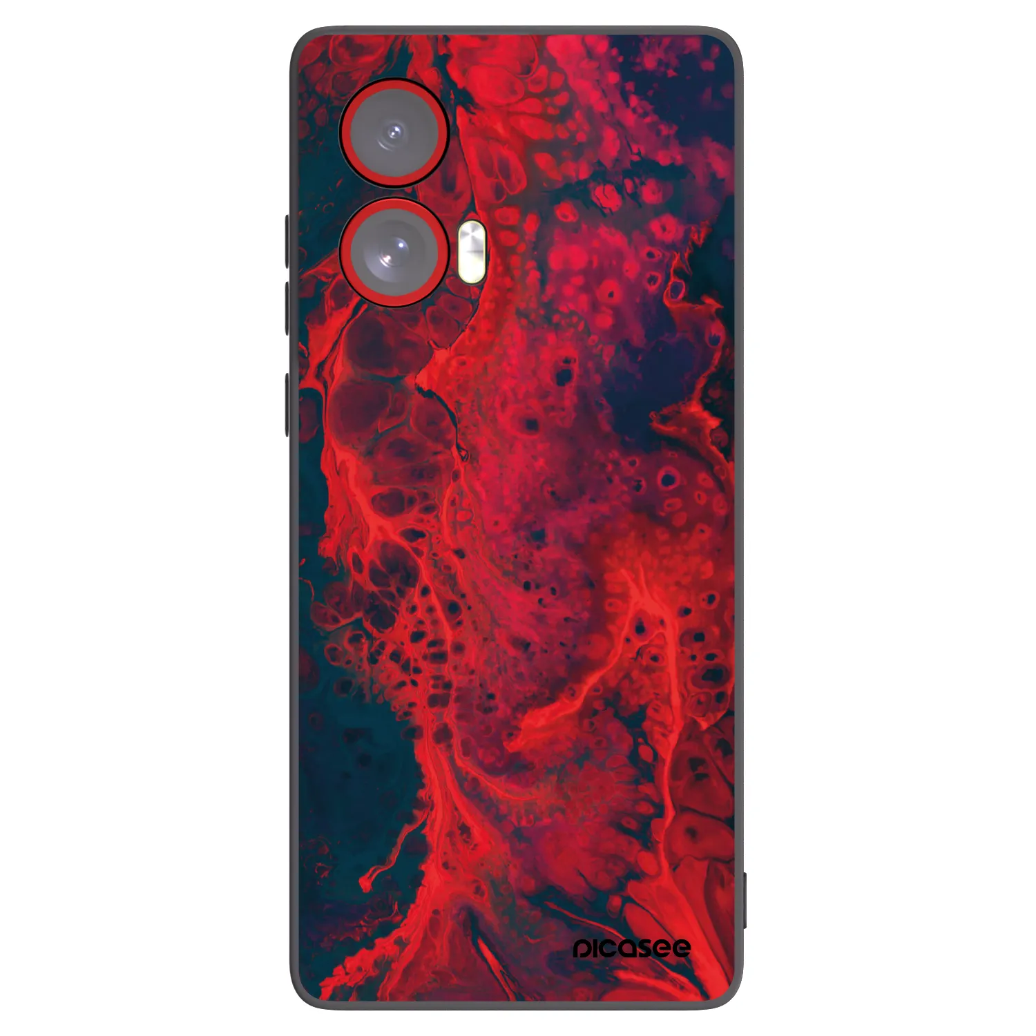 Picasee crna silikonska maskica za Motorola Edge 50 Fusion - Organic red