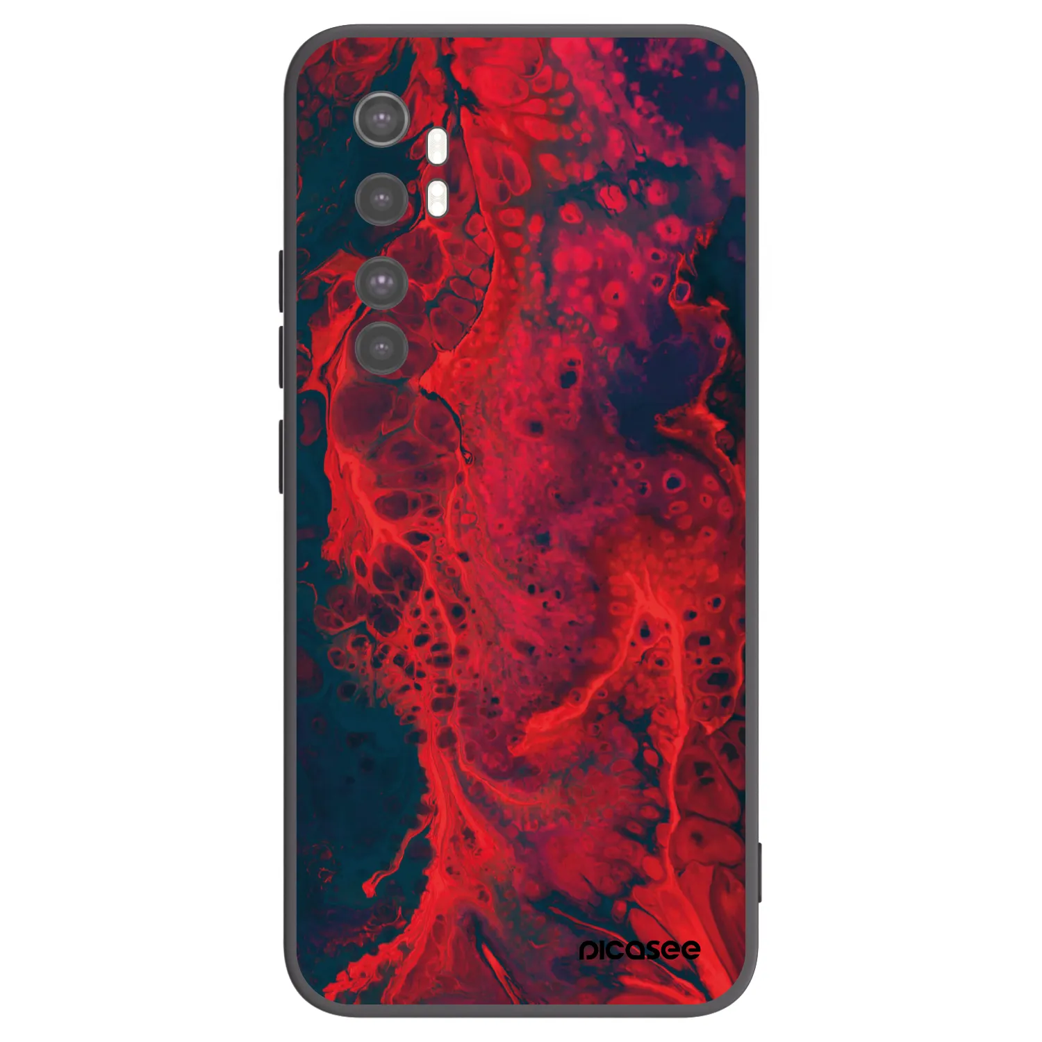 Picasee crna silikonska maskica za Xiaomi Mi Note 10 Lite - Organic red