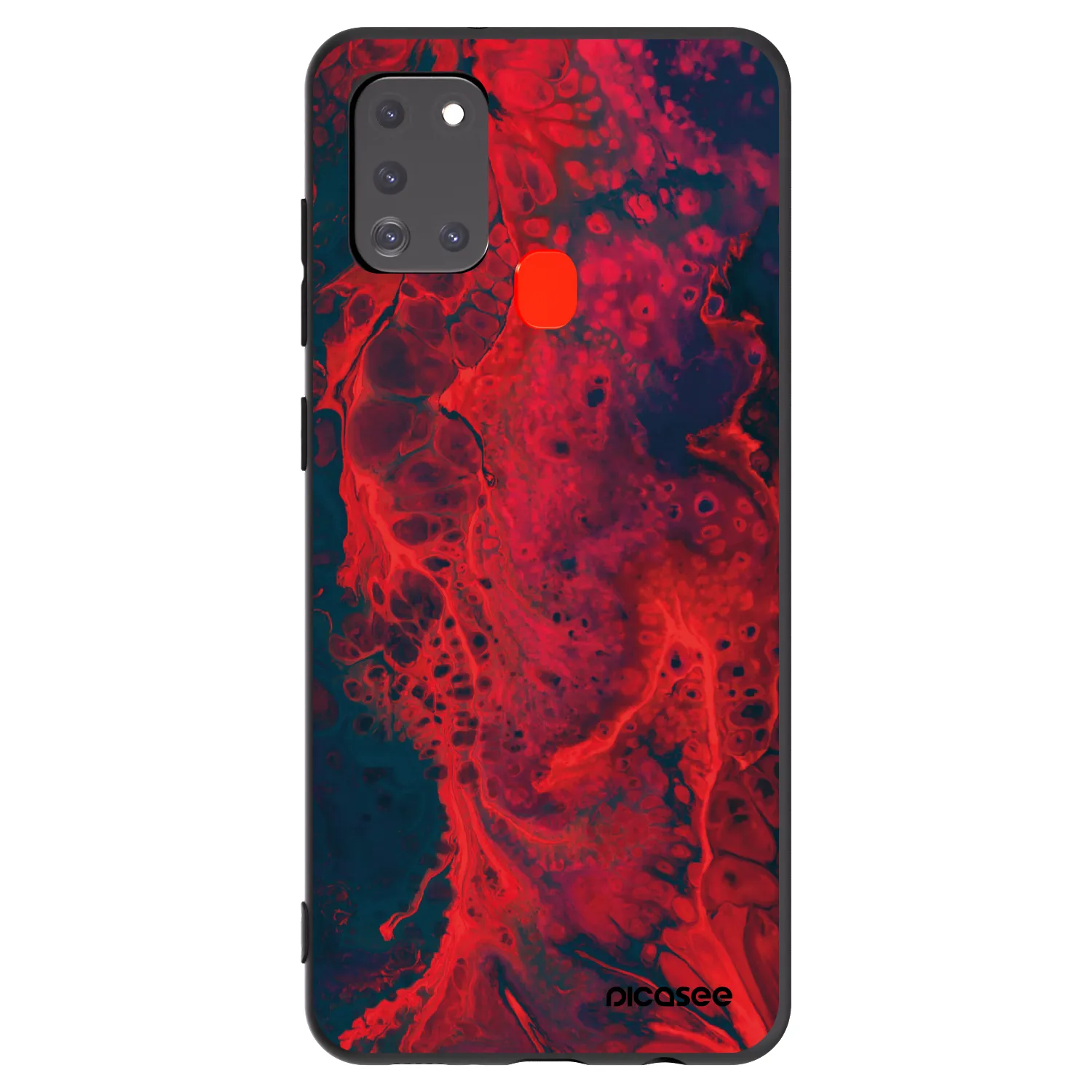 Picasee crna silikonska maskica za Samsung Galaxy A21s - Organic red