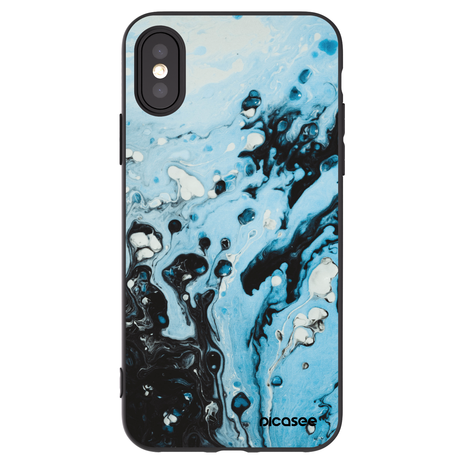 Picasee crna silikonska maskica za Apple iPhone X/XS - Organic blue