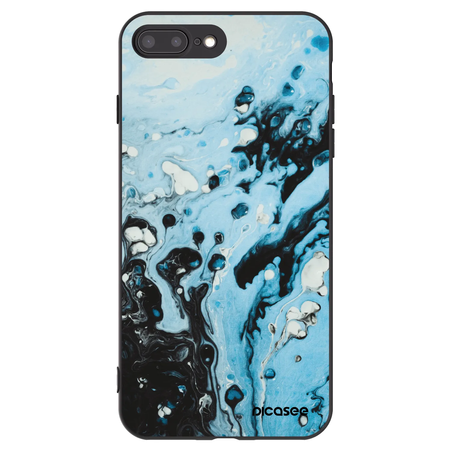 Picasee crna silikonska maskica za Apple iPhone 8 Plus - Organic blue