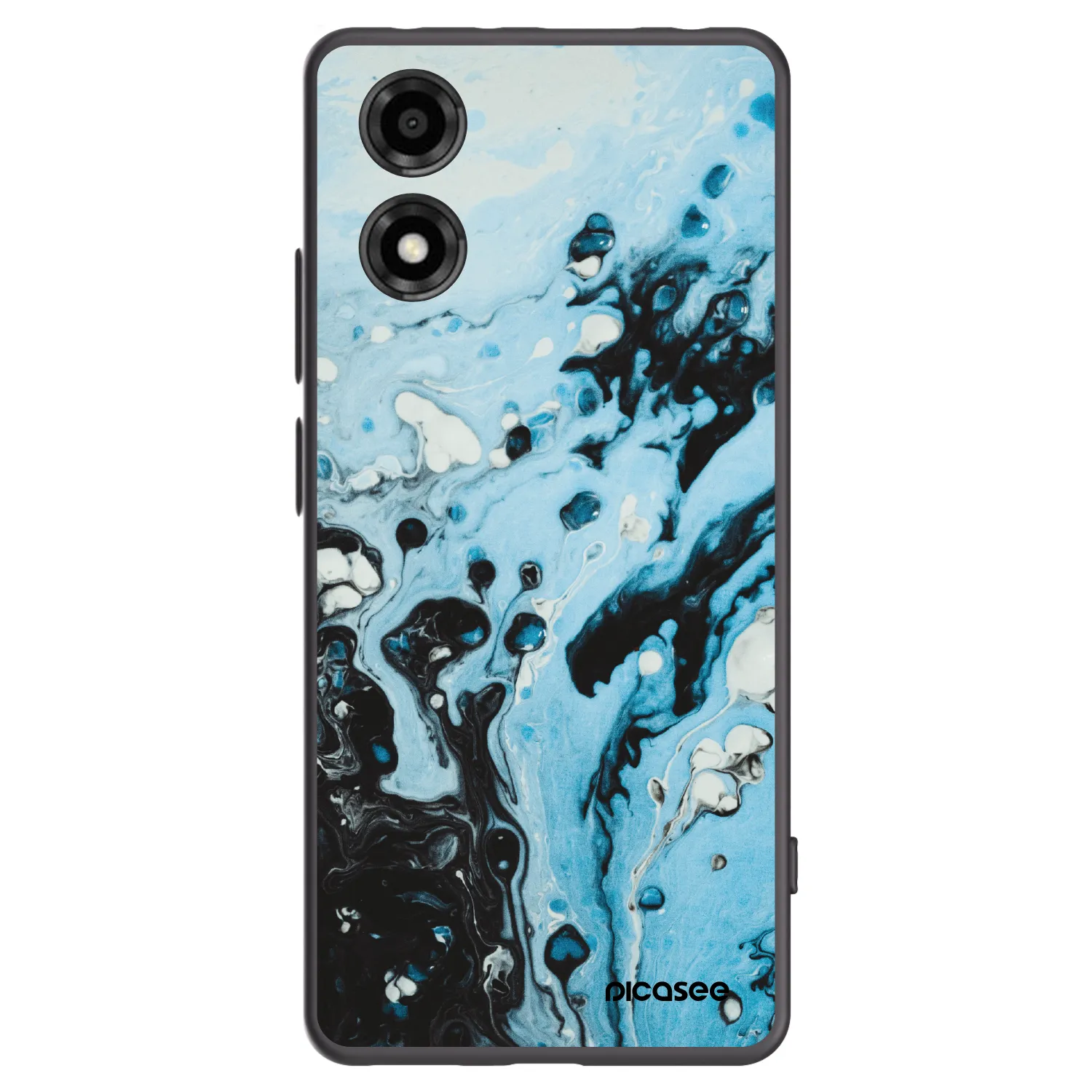 Picasee crna silikonska maskica za Motorola Moto E14 - Organic blue