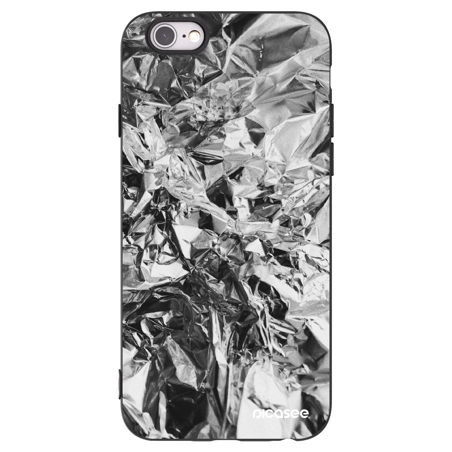 Picasee crna silikonska maskica za Apple iPhone 6/6S - Chrome