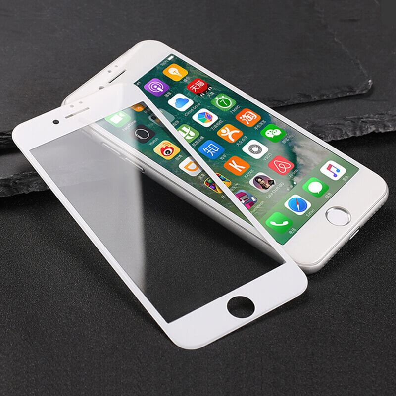 3x Picasee 3D zaštitno kaljeno staklo s okvirom za Apple iPhone 7 Plus - bijele boje - 2+1 gratis
