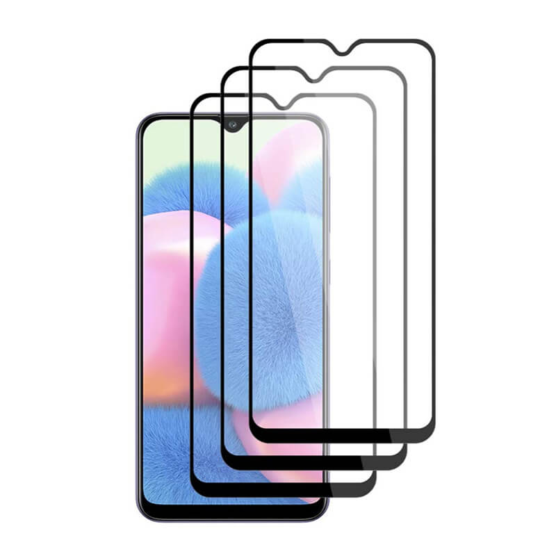 3x Picasee 3D zaštitno kaljeno staklo s okvirom za Samsung Galaxy A30s A307F - crne boje - 2+1 gratis