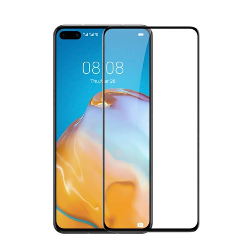 Picasee 3D zaštitno kaljeno staklo s okvirom za Huawei P40 - crne boje