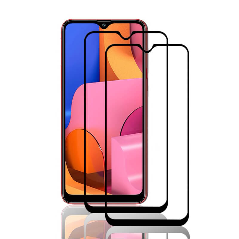 3x Picasee 3D zaštitno kaljeno staklo s okvirom za Samsung Galaxy A20s - crne boje - 2+1 gratis