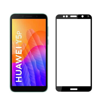 3x Picasee 3D zaštitno kaljeno staklo s okvirom za Huawei Y5P - crne boje - 2+1 gratis