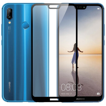 3D kaljeno staklo s okvirom za Huawei P20 Lite - crne boje