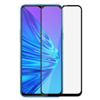 Picasee 3D zaštitno kaljeno staklo s okvirom za Realme 5 - crne boje