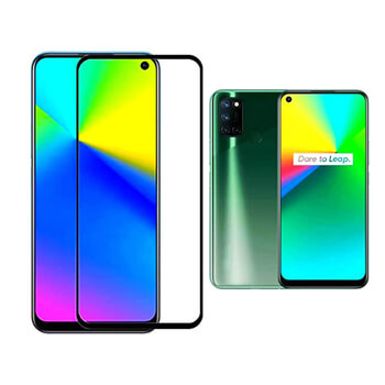 3x Picasee 3D zaštitno kaljeno staklo s okvirom za Realme 7i - crne boje - 2+1 gratis