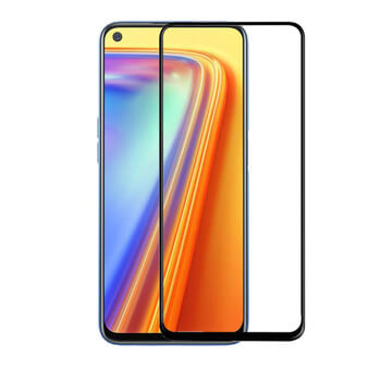 3D kaljeno staklo s okvirom za Realme 7 - crne boje