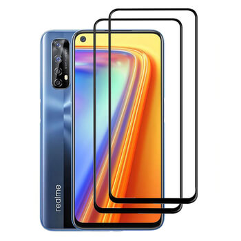 3x Picasee 3D zaštitno kaljeno staklo s okvirom za Realme 7 - crne boje - 2+1 gratis