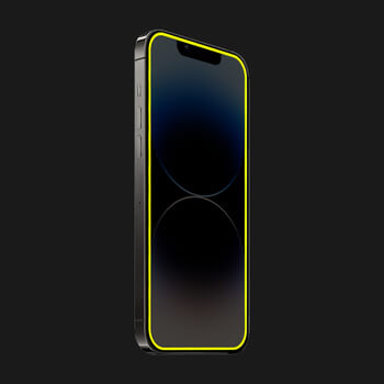 Picasee Zaštitno kaljeno staklo s okvirom svjetlećim u mraku za Apple iPhone 12 Pro - Žuta
