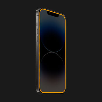 Picasee Zaštitno kaljeno staklo s okvirom svjetlećim u mraku za Apple iPhone 12 - Narančasta