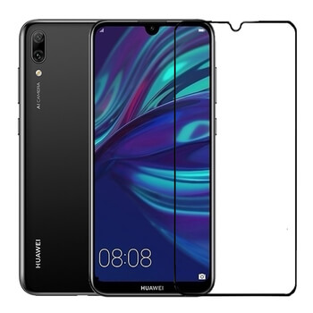 Picasee 3D zaštitno kaljeno staklo s okvirom za Huawei Y7 2019 - crne boje