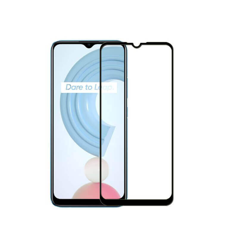 3x Picasee 3D zaštitno kaljeno staklo s okvirom za Realme C21Y - crne boje - 2+1 gratis