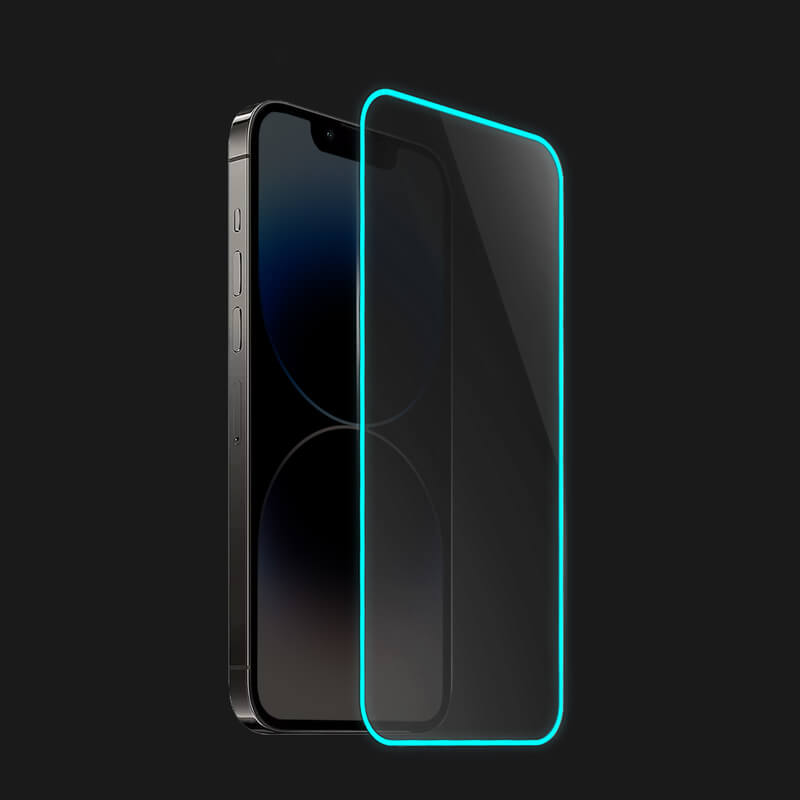 Picasee Zaštitno kaljeno staklo s okvirom svjetlećim u mraku za Apple iPhone SE 2020 - Plava