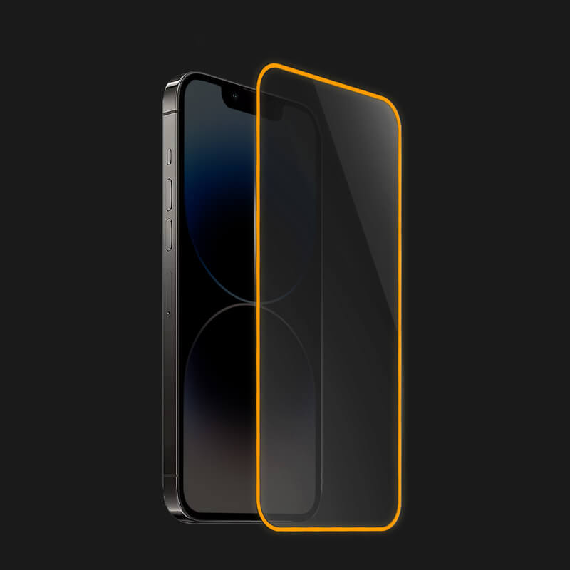 3x Picasee Zaštitno kaljeno staklo s okvirom svjetlećim u mraku za Apple iPhone SE 2020 - Narančasta