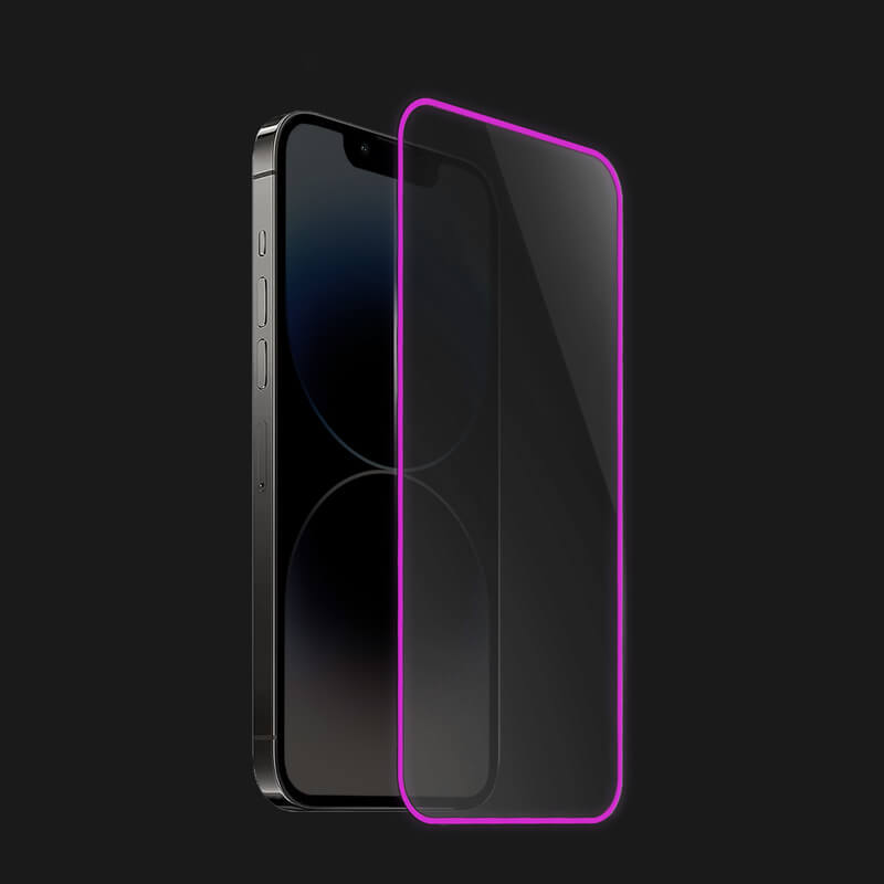 3x Picasee Zaštitno kaljeno staklo s okvirom svjetlećim u mraku za Apple iPhone 16 Pro Max - Ružičasta